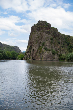 landscape of the river in the mountains on a sunny summer dayの写真素材