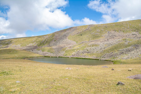 Mountain lake in the Pyrenees, Andorra.の写真素材