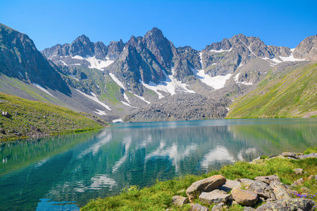Mountain lake in the mountains. Russia, Siberia, Altai mountains.の写真素材