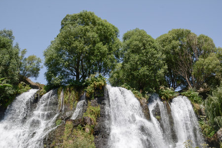 Waterfall Shaki in the park of the city of Sisianの写真素材