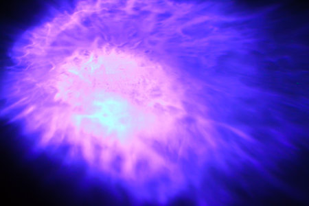 abstract blue background with bokeh defocused lights and shadowの写真素材