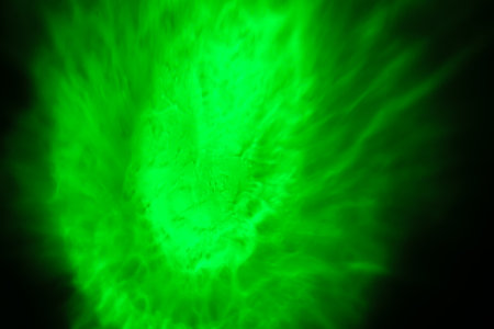 Green abstract background. Blur light in the dark. Abstract background.の写真素材