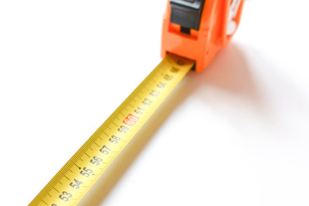 Tape measure isolated on white background with copy space for text.の写真素材