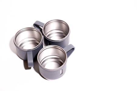 Stainless steel cup holder isolated on white background with clipping path