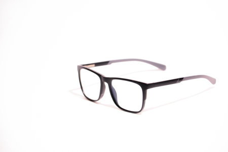 Black eye glasses isolated on white background. Eyeglass frame.の写真素材