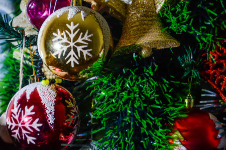 Christmas tree decoration. Christmas background. Selective focus. Holiday.の写真素材