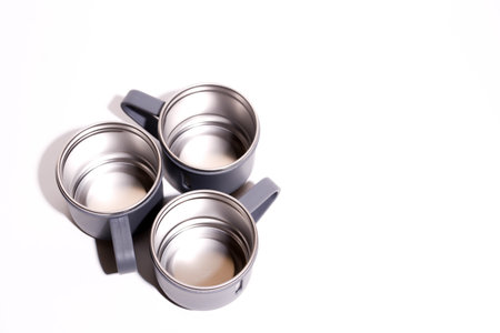 Stainless steel can isolated on white background with clipping path.の写真素材