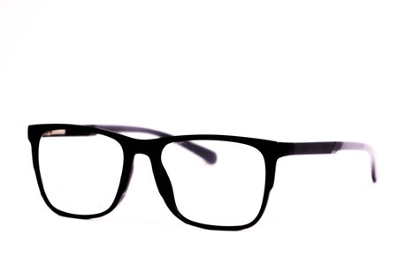 Glasses isolated on white background. Glasses with black frame.の写真素材