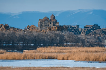 Beautiful natural landscape with a temple.の写真素材