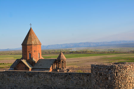 Ancient Armenian church of St. John the Baptist in Khor Virap, Armeniaの写真素材