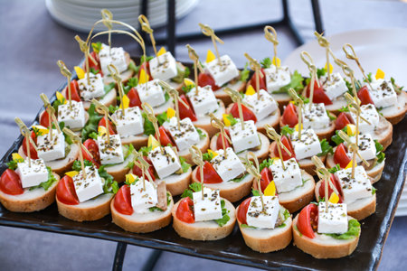 Catering Food - Canape with Feta Cheese and Tomatoの写真素材