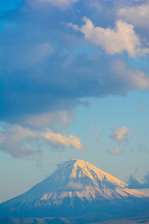 Mt Fuji with clouds in the blue sky at Yamanashi, Japanの写真素材