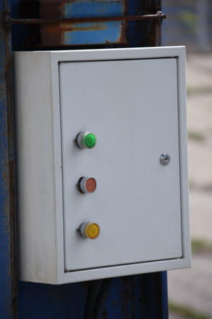 Close-up of the control panel of the electric box with buttonsの写真素材