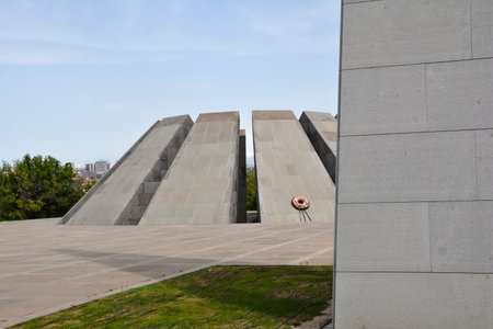 Armenian genocide memorial complex in Yerevan, Armenia. The Armenian Genocide Memorial and Museum,...