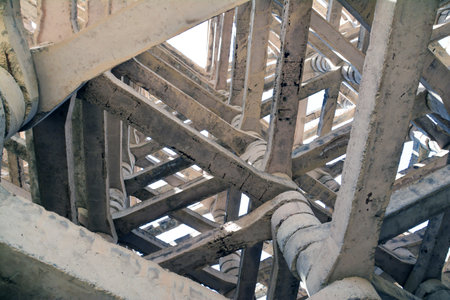 Detail of the structure of an old bridge in the city.の写真素材