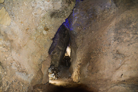 Interior of a cave with stalactites and stalagmitesの写真素材