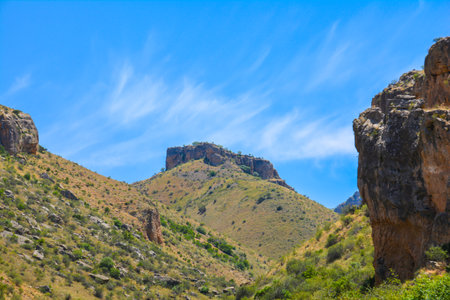 Mountain landscape with blue sky in Crete island, Greece.の写真素材