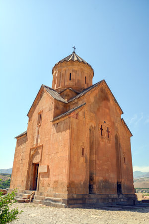 Church and beautiful natural landscape. Monastery in nature. Armenian Church. Beautiful architecture of the church. Monastery against the backdrop of rocky mountains.の写真素材