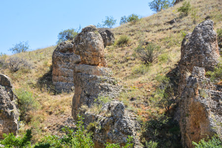 Rock formations in the Demre National Park, Antalya, Turkeyの写真素材
