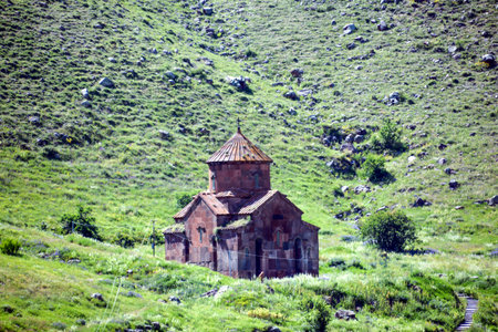 Temple in nature. Armenian church in the mountains. under the Monastery and beautiful nature. Cross...