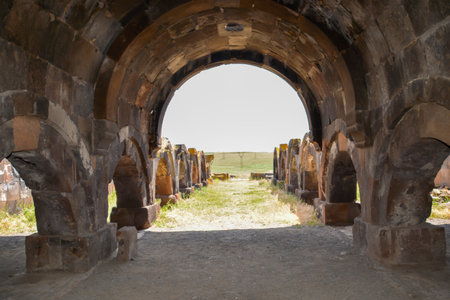 Temple in nature. Armenian church in the mountains. under the Monastery and beautiful nature. Cross...