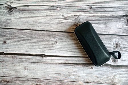 Glasses cases. Eyeglasses case. Black boxの写真素材