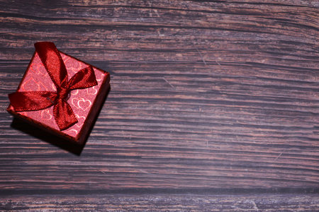 Gift box on a wooden background. tinting. selective focusの写真素材