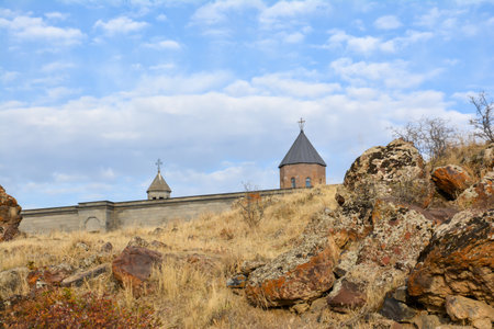 Monastery in the mountains. Church in nature. Armenian Apostolic Church. Christianity in Armenia. Beautiful temple. Religious architectureの写真素材