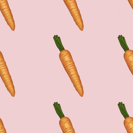Carrot Pattern on Pink Background Seamless Patternの写真素材