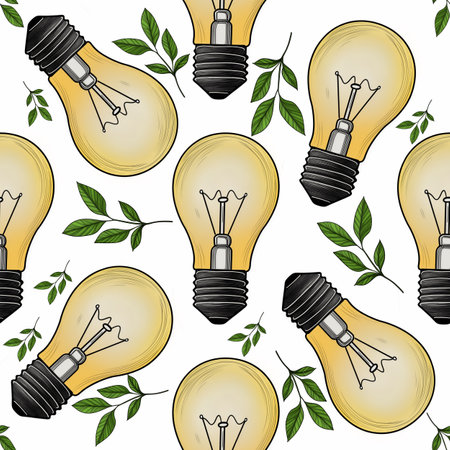 Green Energy Large Seamless Pattern on White Backgroundの写真素材