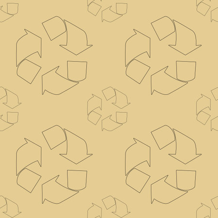 Minimalist Recycle Loop Small Seamless Pattern on Pastel Yellow Backgroundの写真素材