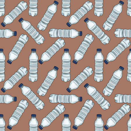 Plastic Bottles Small Design on Mocha Mousse Backgroundの写真素材