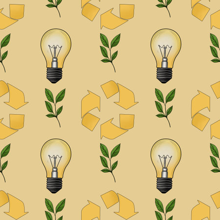 Nature-Powered Ideas Small Seamless Pattern on Pastel Yellow Backgroundの写真素材