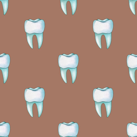 Seamless Pattern Mint Tooth Small Design on Mocha Mousse Backgroundの写真素材