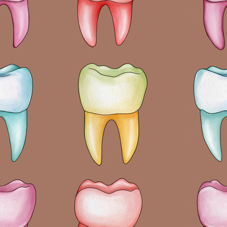 Seamless Pattern Pastel Tooth Big Design on Mocha Mousse Background