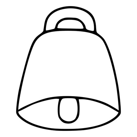 Hand-drawn simple vector illustration of a bell with a clapper, isolated on a white background.のイラスト素材