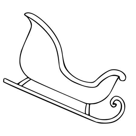 Elegant black and white vector illustration of a classic sleigh, perfect for holiday and winter themes.のイラスト素材