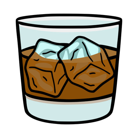 Whisk(e)y on the rocks, a refreshing alcoholic beverage in a glass, vector illustrationのイラスト素材