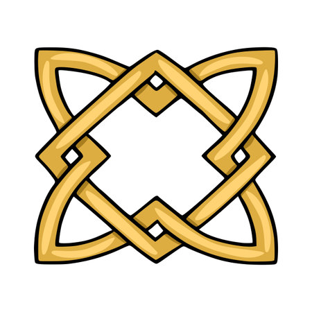 Golden intricate knot vector illustration, Celtic inspired geometric designのイラスト素材