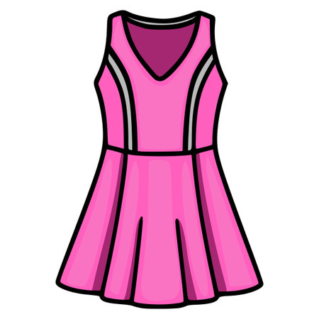 Vibrant pink tennis dress vector illustration, isolated on white background, sports apparel conceptのイラスト素材
