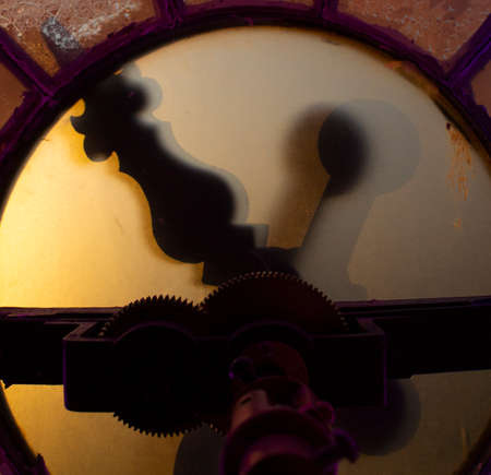 Interior clock tower at duskの写真素材