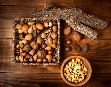 Dried fruit Almonds, walnuts, hazelnutsの写真素材