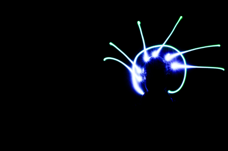 Light painting. Abstract, futuristic, colorful long exposure, black background-32.