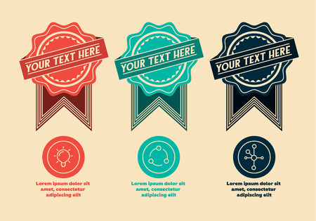 3 retro labels and iconsのイラスト素材