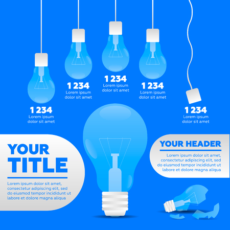 Infographics. 5 steps and broken lampのイラスト素材
