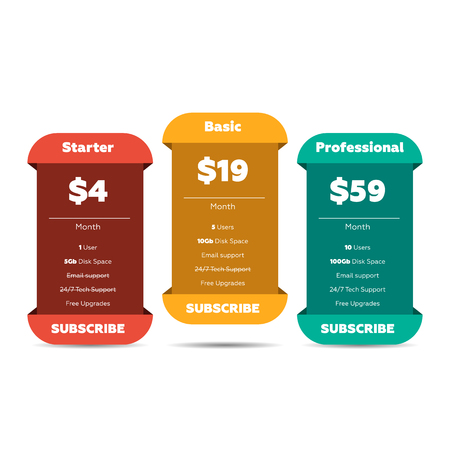 Vector pricing table for websites and applicationsのイラスト素材