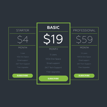 Vector pricing table for websites and applicationsのイラスト素材