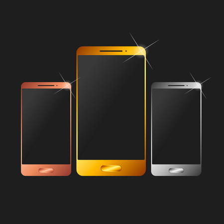 Mobile phone. Silver, bronze and goldのイラスト素材