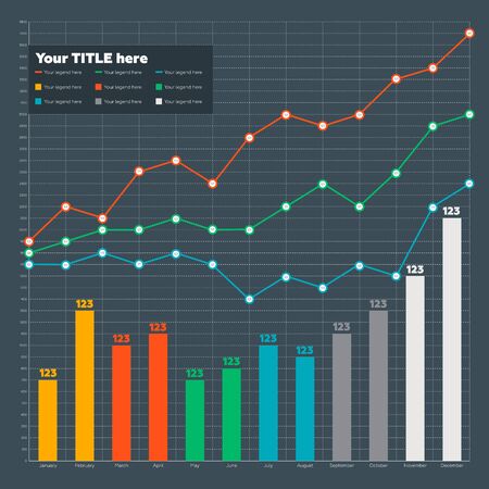 Infographic elements - bar and line chartのイラスト素材