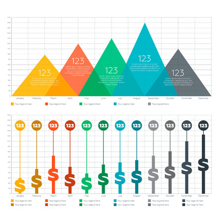 Infographic elements - bar and triangle chartのイラスト素材
